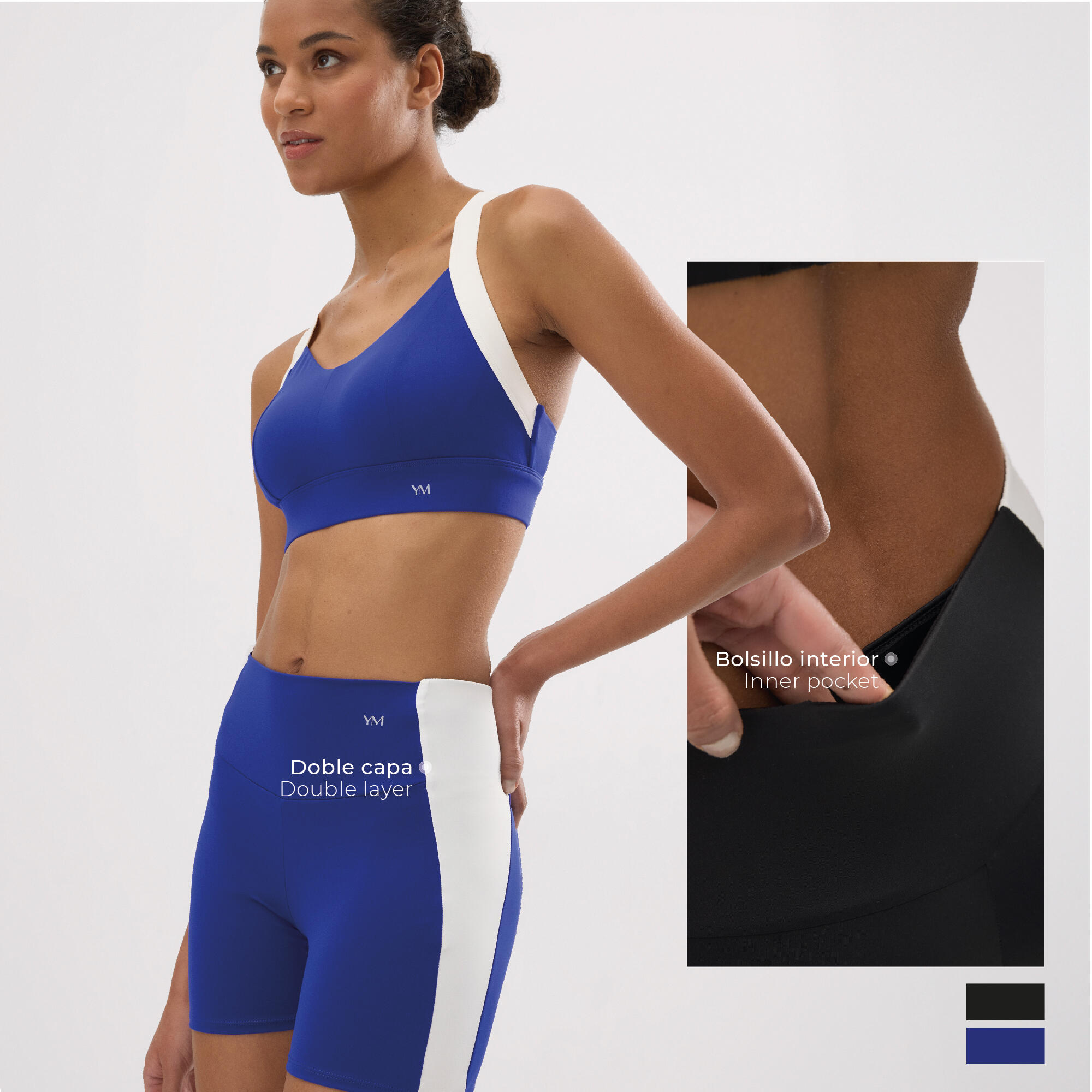 Legging de sport court noir effet push-up avec bande contrastante 6/6