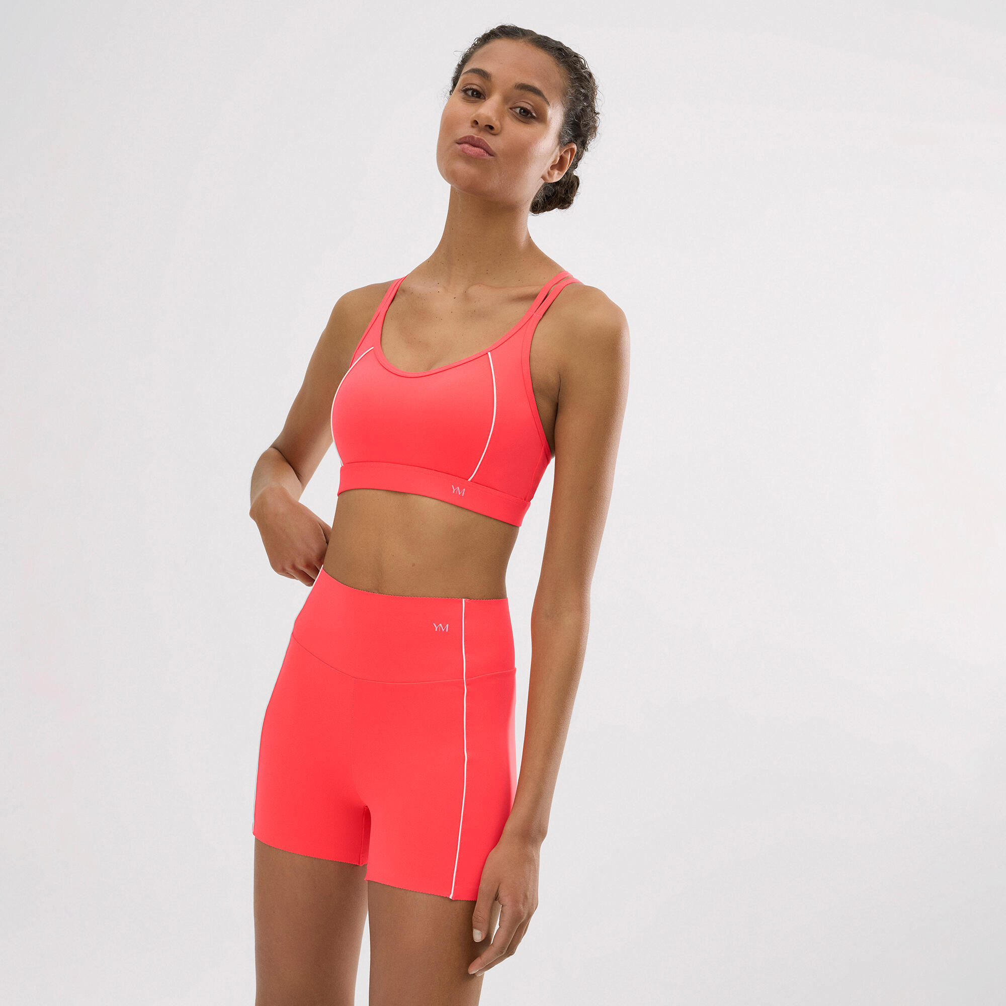 Leggings deportivos Compressive cortos efecto push-up coral 3/5