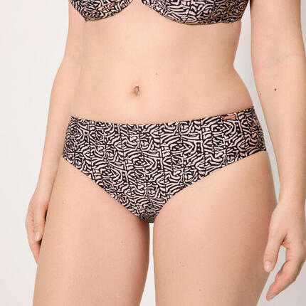 Culotte de bikini midi gainante imprimée à paillettes