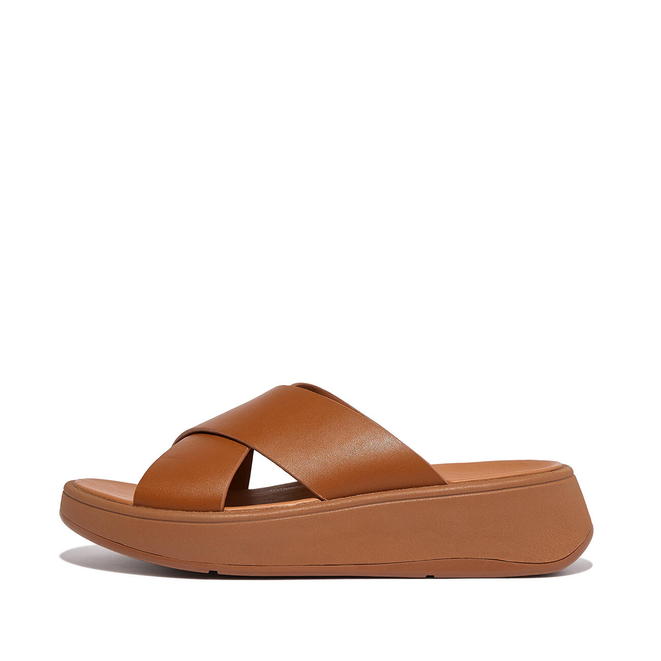 FITFLOP FitFlop F-Mode Leather Flatform Cross Slides  LICHTBRUIN 42 3/7
