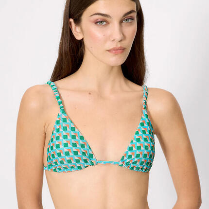 Top bikini triángulo con brillo copa B