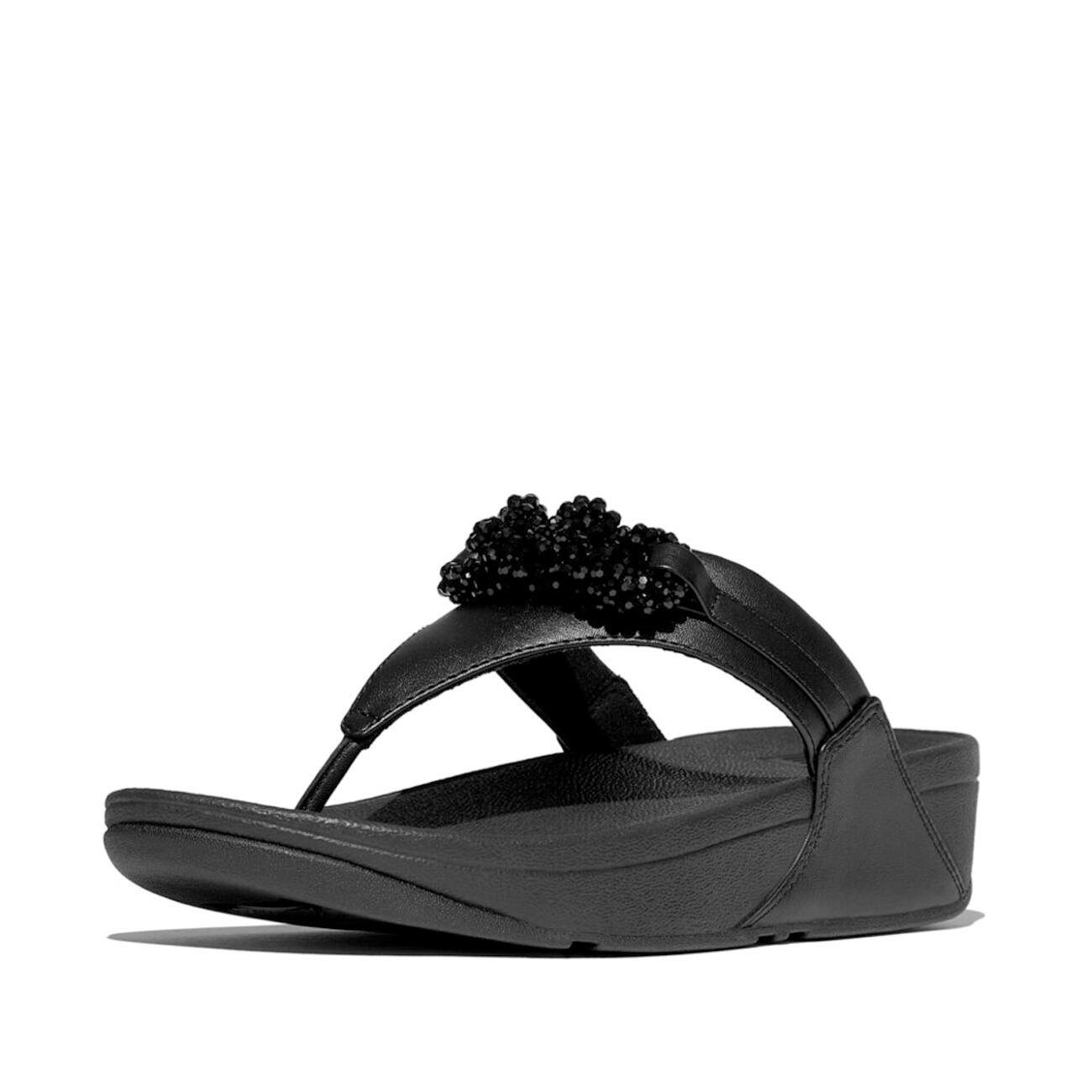 FITFLOP FitFlop Lulu Beaded-Chain Leather Toe-Post Sandals  ZWART 37 7/7