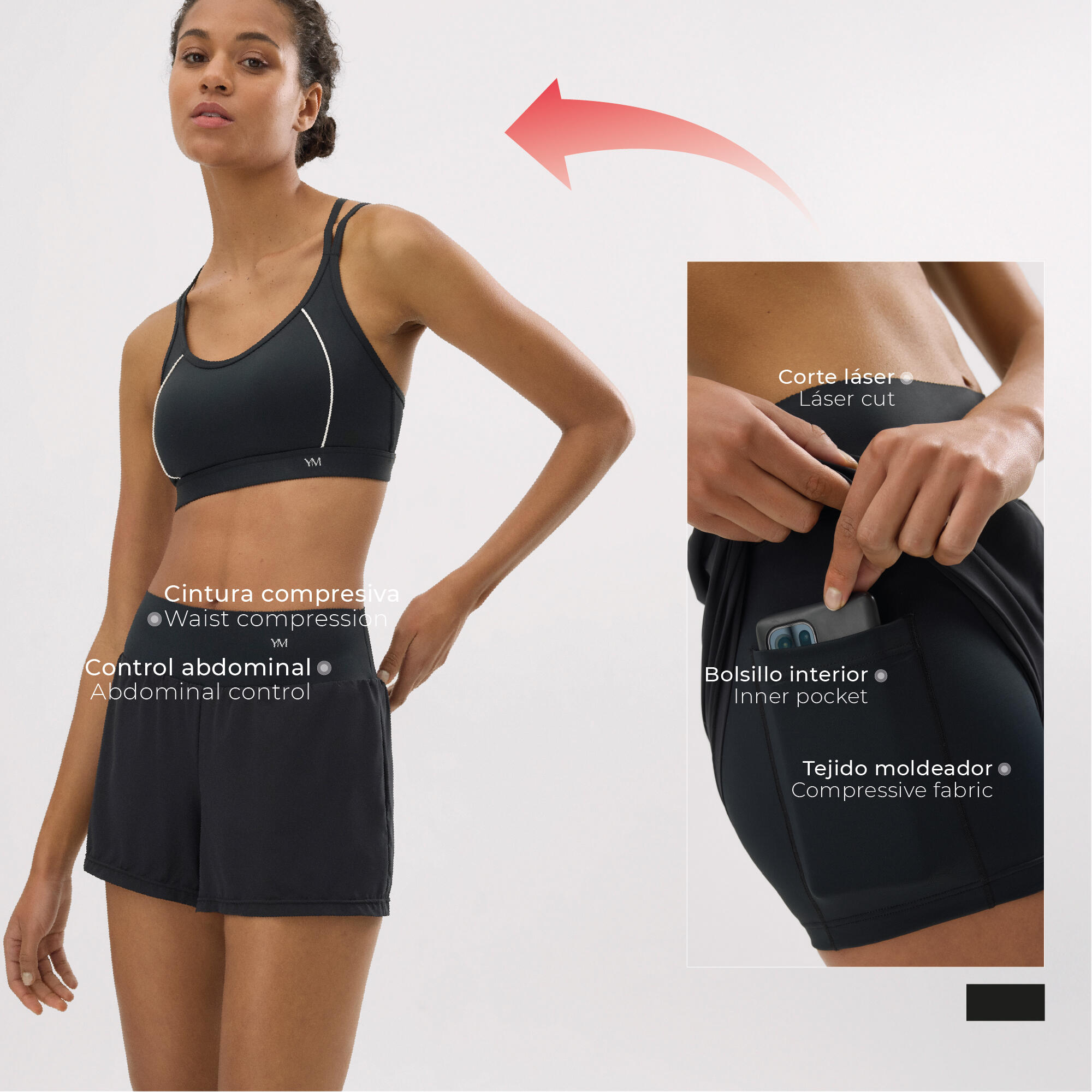 Short de sport compressif avec poche intérieure 5/5