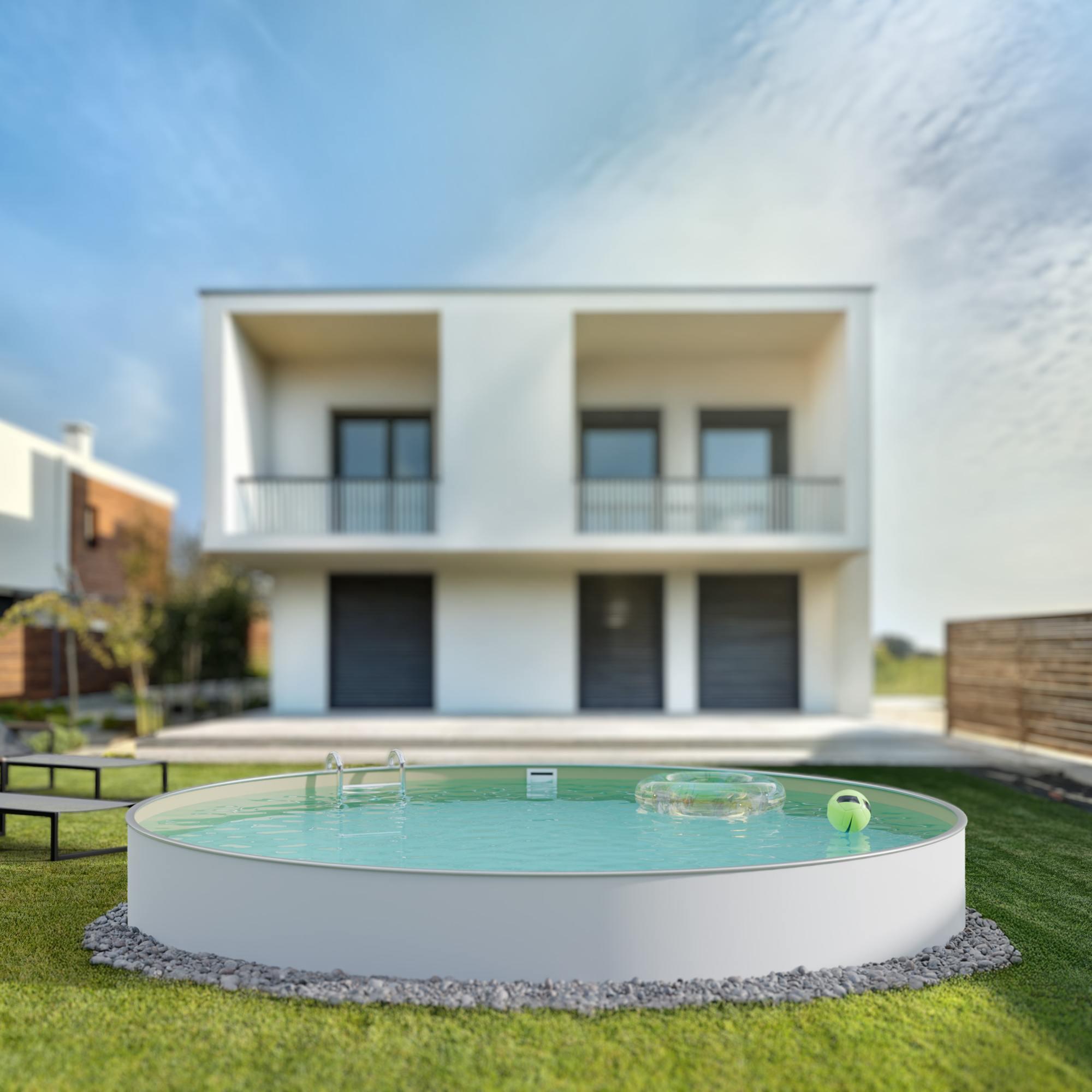Fresh-Pool Profi Stahlwandpool Set rund, 420x150 cm, Stahl 0,8 mm
weiß, Folie 0, 2/7
