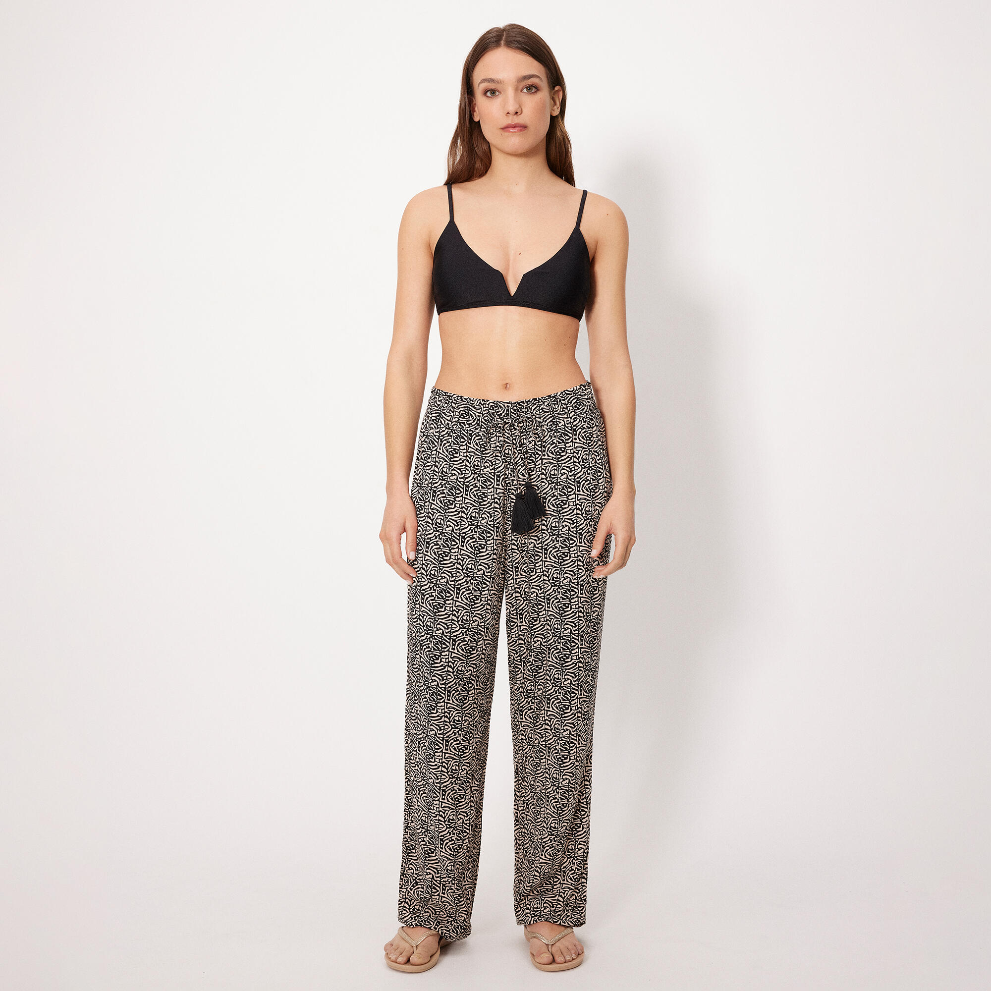 pantalon long imprimé ajustable 1/4