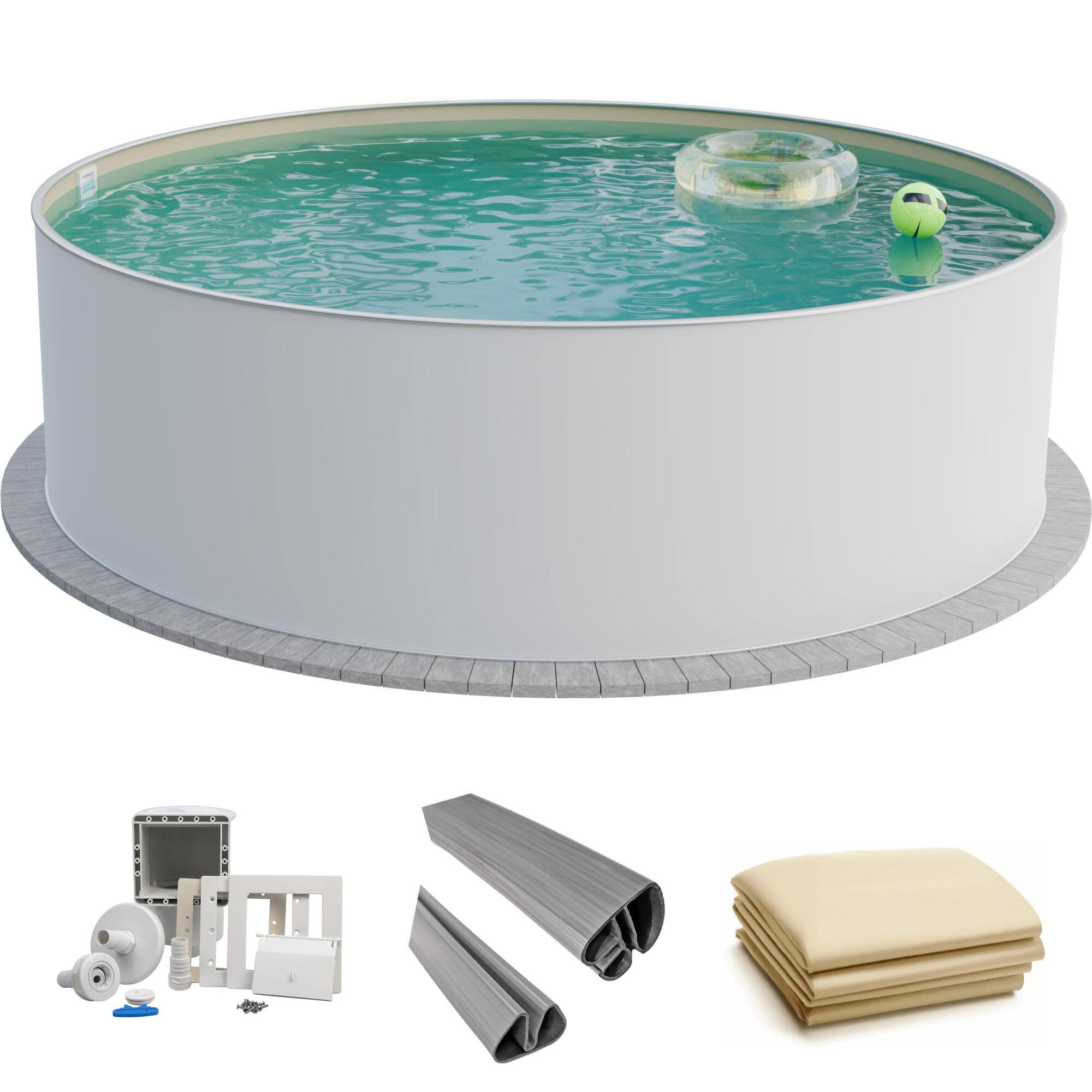 Fresh-Pool Profi Stahlwandpool Set rund, 420x150 cm, Stahl 0,8 mm
weiß, Folie 0, 1/7