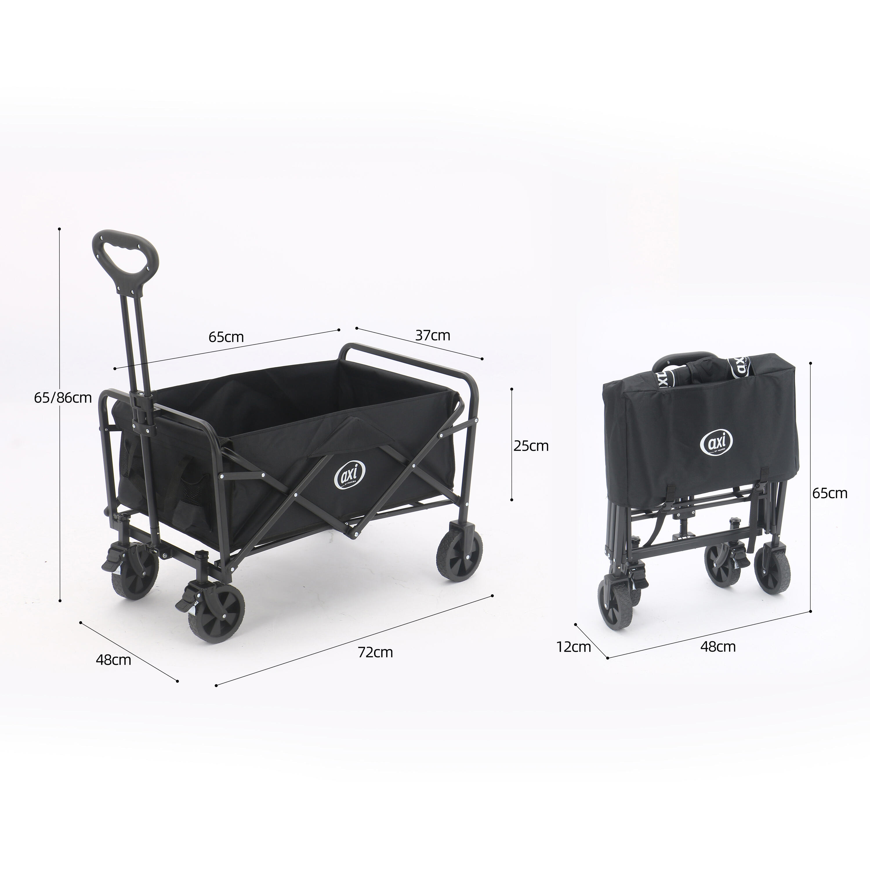 Faltbarer Bollerwagen Schwarz - AXI SB120 - Kapazität: 60 l 4/7