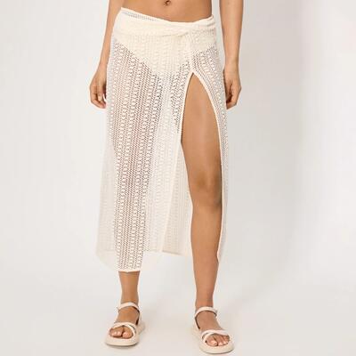 Rok - strand - dames - pareo lange traforatie - beige