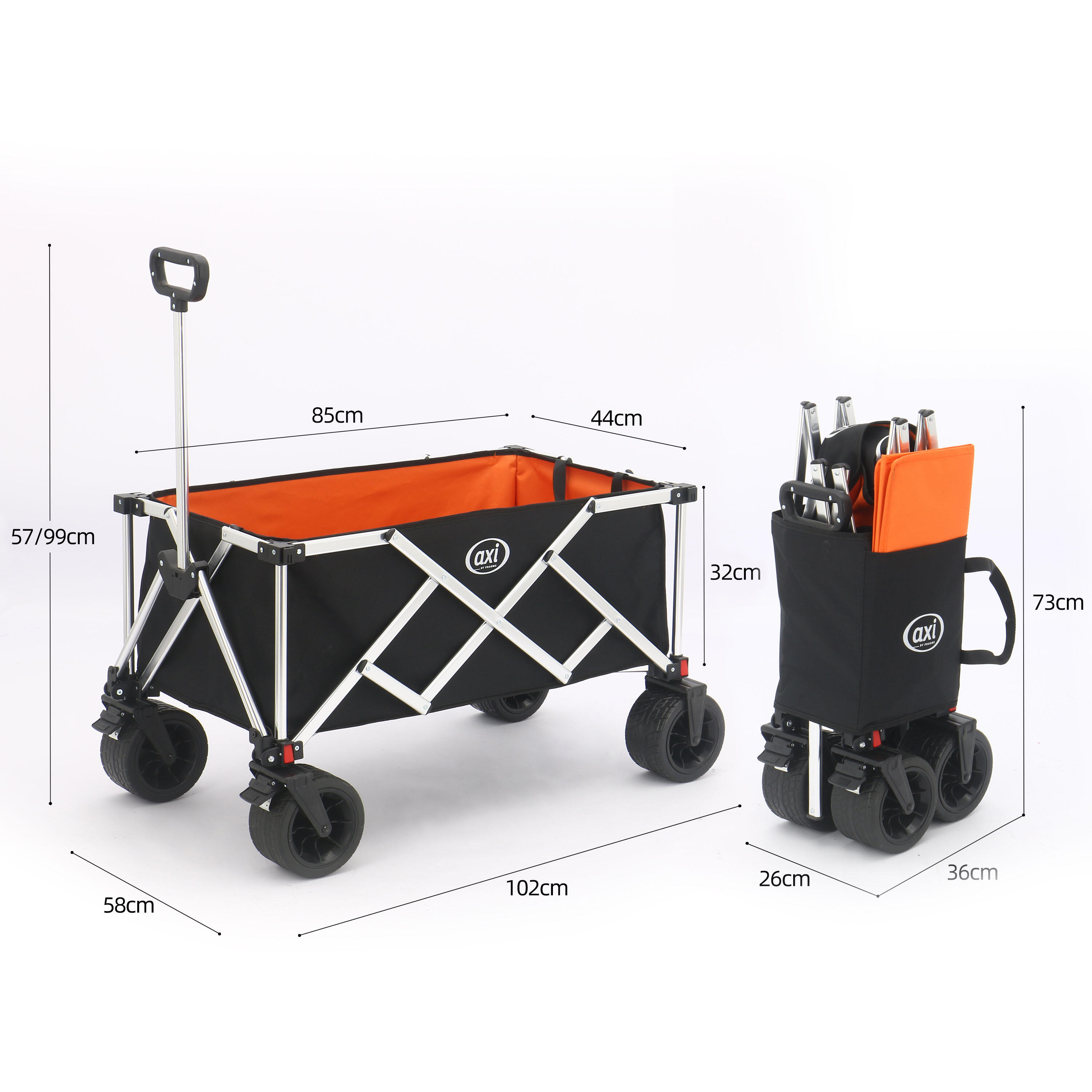 Carro de playa - AXI SB151 - Plegable - Negro/Naranja | Capacidad: 130 l 4/7