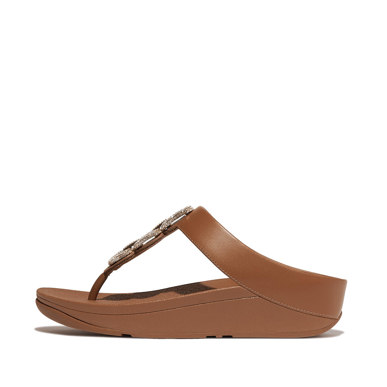 FITFLOP FitFlop Fino Crystal-Chain Leather Toe-Post Sandals  DIEPBRUIN 36 3/7