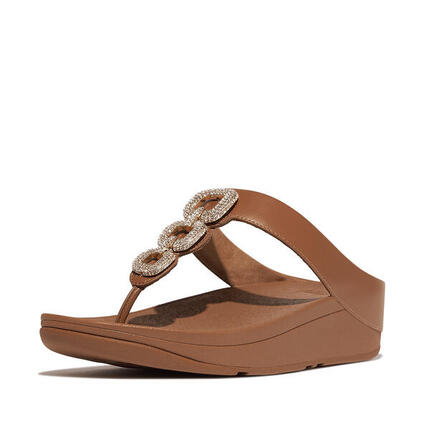 FITFLOP FitFlop Fino Crystal-Chain Leather Toe-Post Sandals DIEPBRUIN 36