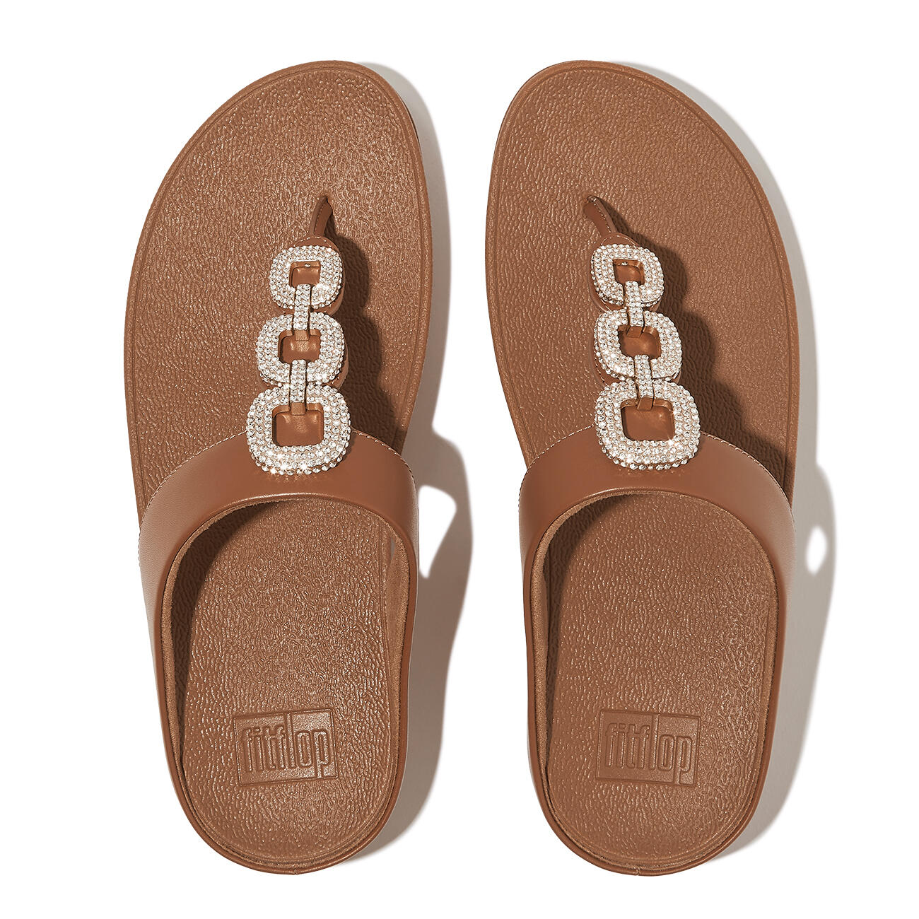 FITFLOP FitFlop Fino Crystal-Chain Leather Toe-Post Sandals  DIEPBRUIN 36 5/7