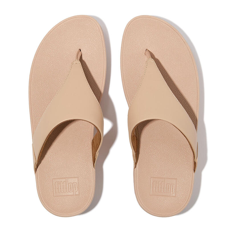 FITFLOP Lulu Lederen Teenslipper - Microwobbleboard-zool technologie