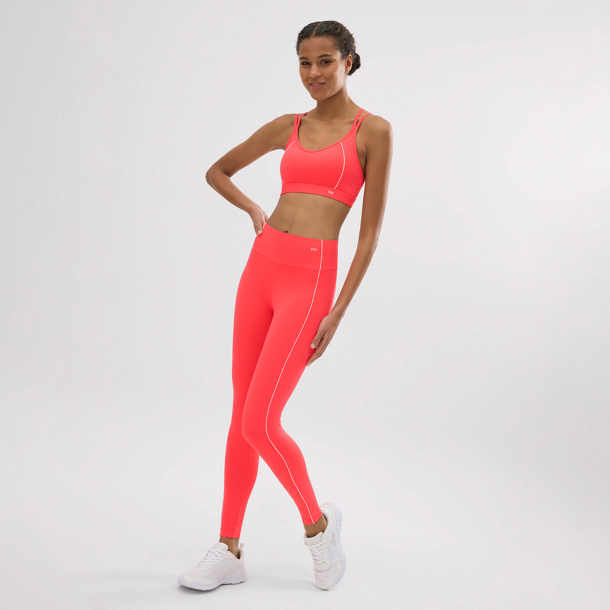 Leggings deportivos Compressive largos efecto push-up coral 3/6