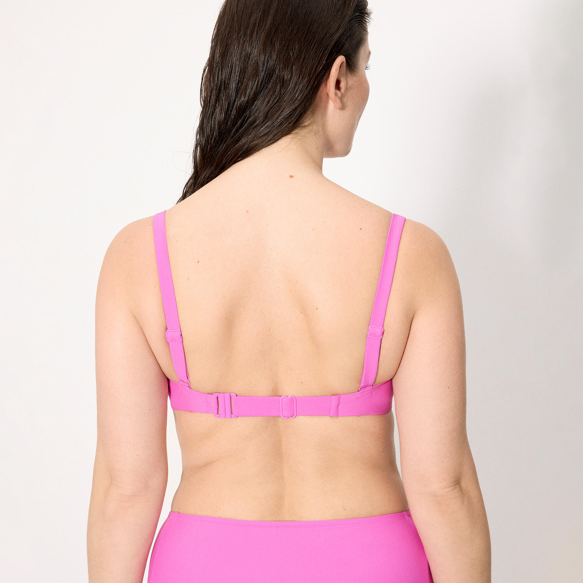 Haut de bikini rose amincissant à armatures réglables, bonnet D 2/4