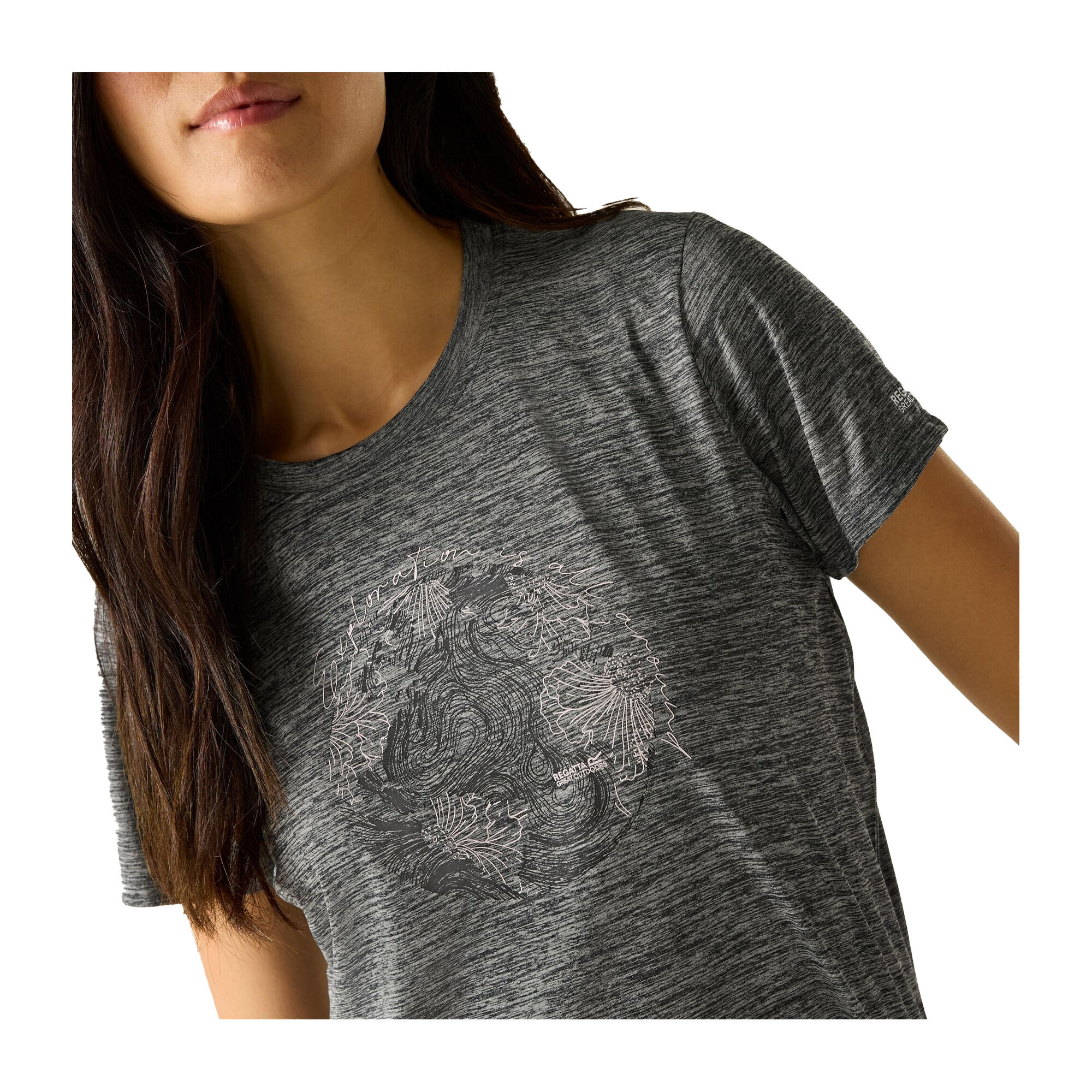 Camiseta Fingal Diseño Mundo para Mujer Tormenta Oscura Jaspeada 3/5