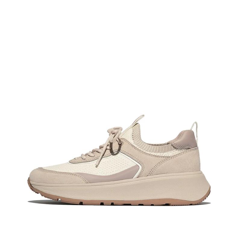 FITFLOP FitFlop F-Mode  Suede/Knit Flatform Slip-On Laced Sneakers  BEIGE 39