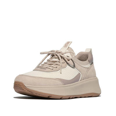 Fitflop fitflop f-mode suede/knit flatform slip-on laced sneakers beige 38