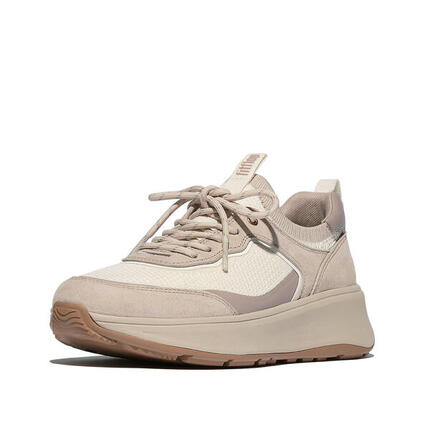 FITFLOP FitFlop F-Mode Suede/Knit Flatform Slip-On Laced Sneakers BEIGE 36