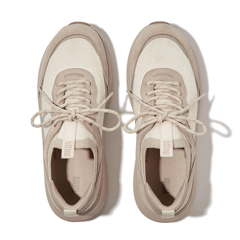 FITFLOP FitFlop F-Mode  Suede/Knit Flatform Slip-On Laced Sneakers  BEIGE 39