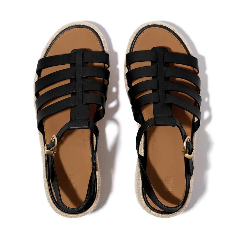 FITFLOP FitFlop Platfforms Espadr. Leather Fisherman Wedge Sandals  ZWART 42