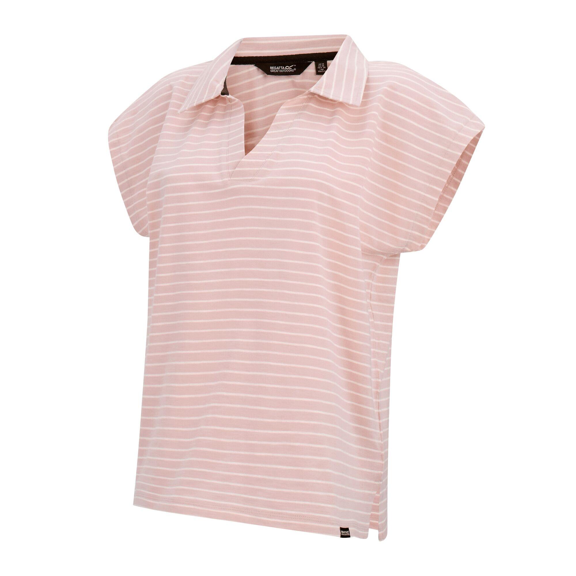 Camiseta Lorana para Mujer Rosa Niebla, Blanco 3/4