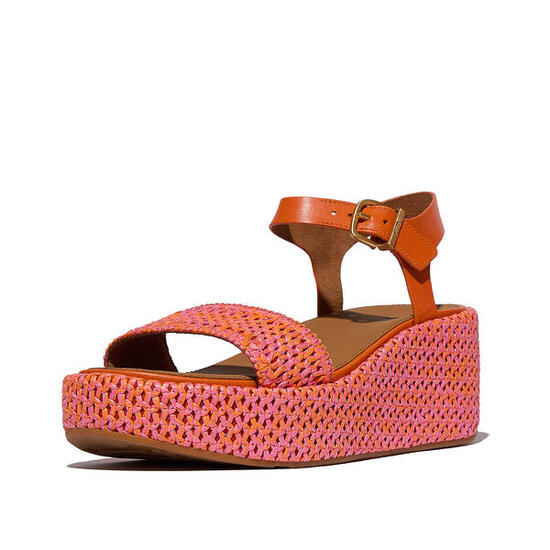 FITFLOP FitFlop Platfforms Woven Wedge Ankle-Strap Sandals SATSUMA/ROZE PERFECT