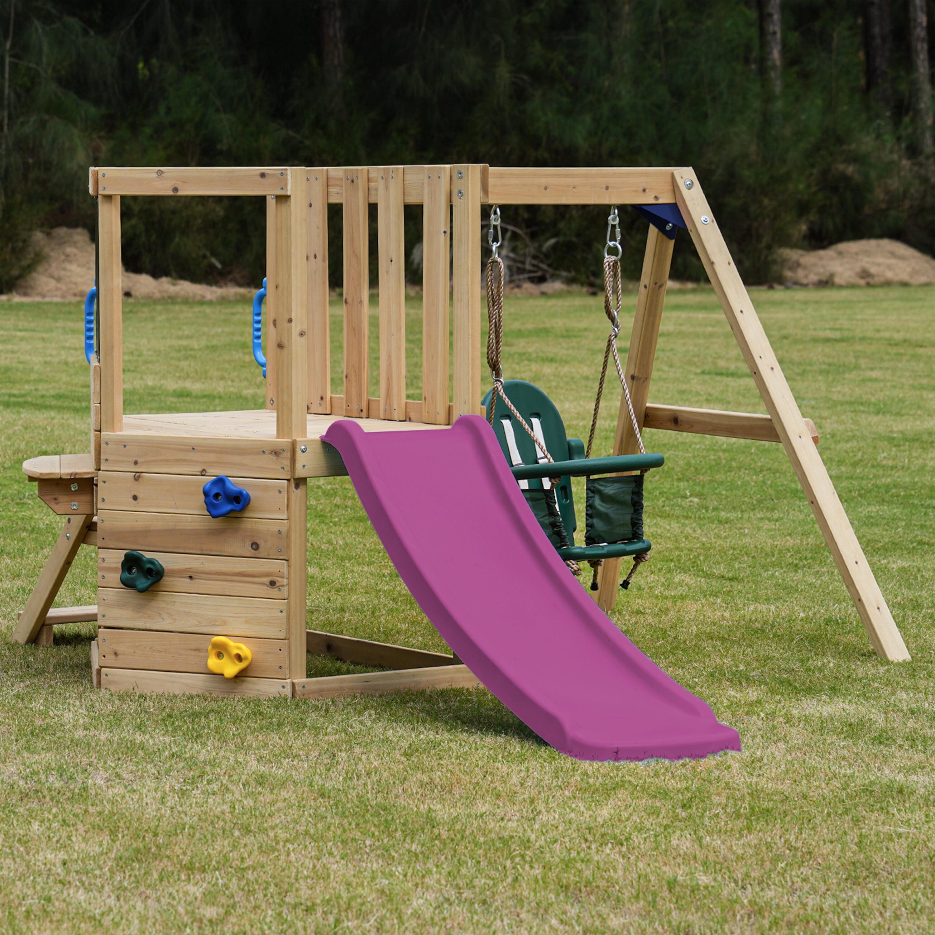 Mini Spielturm mit Babyschaukel - AXI Timo - Lila Rutsche 7/7