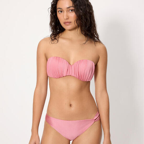 Ensemble bikini bandeau rose pailleté, bonnet B