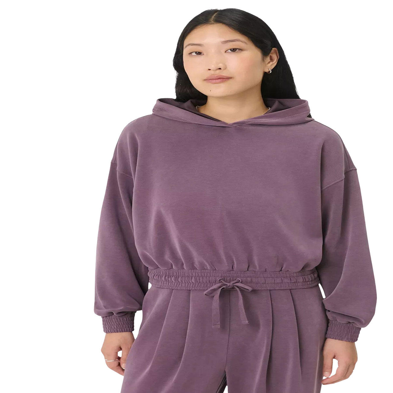 SWEATY BETTY Sand Wash Ultrazacht Cropped Hoodie  DONKERPAARS S 5/7