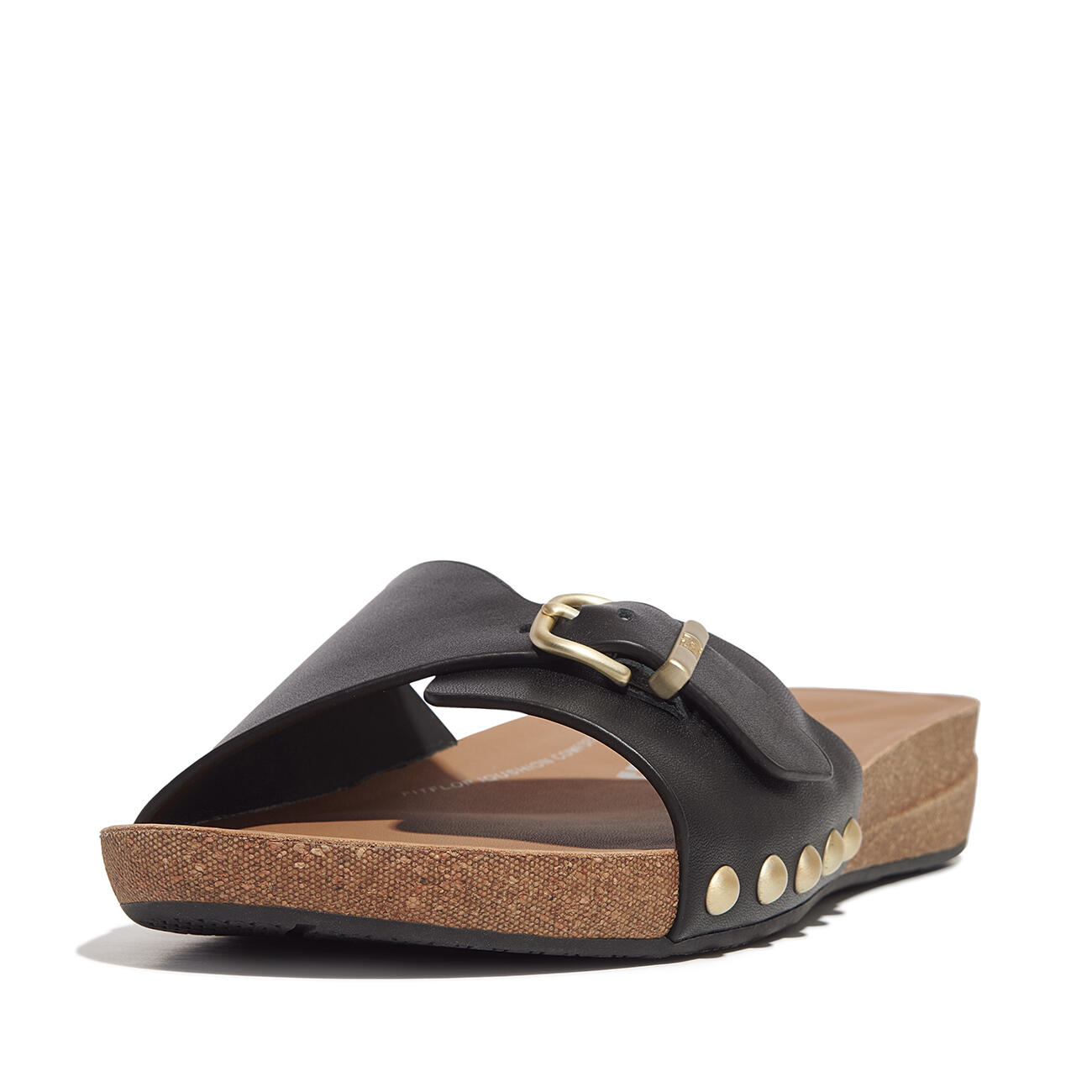 FITFLOP FitFlop Iqushion Adjustable Buckle Leather Slides  ZWART 36 7/7