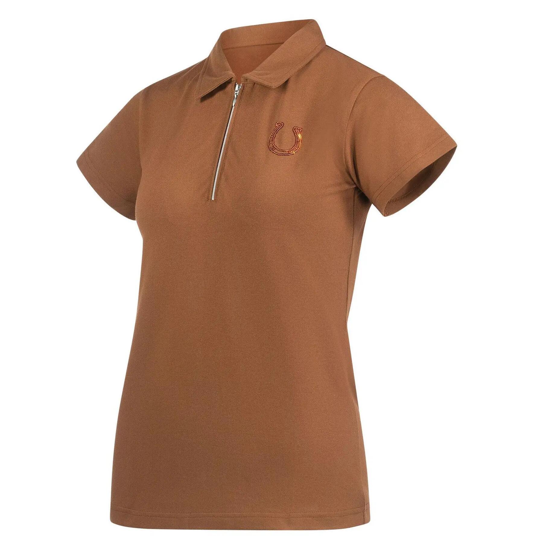 Polo equitación de algodón elástico para mujer Horze Amy 2/5