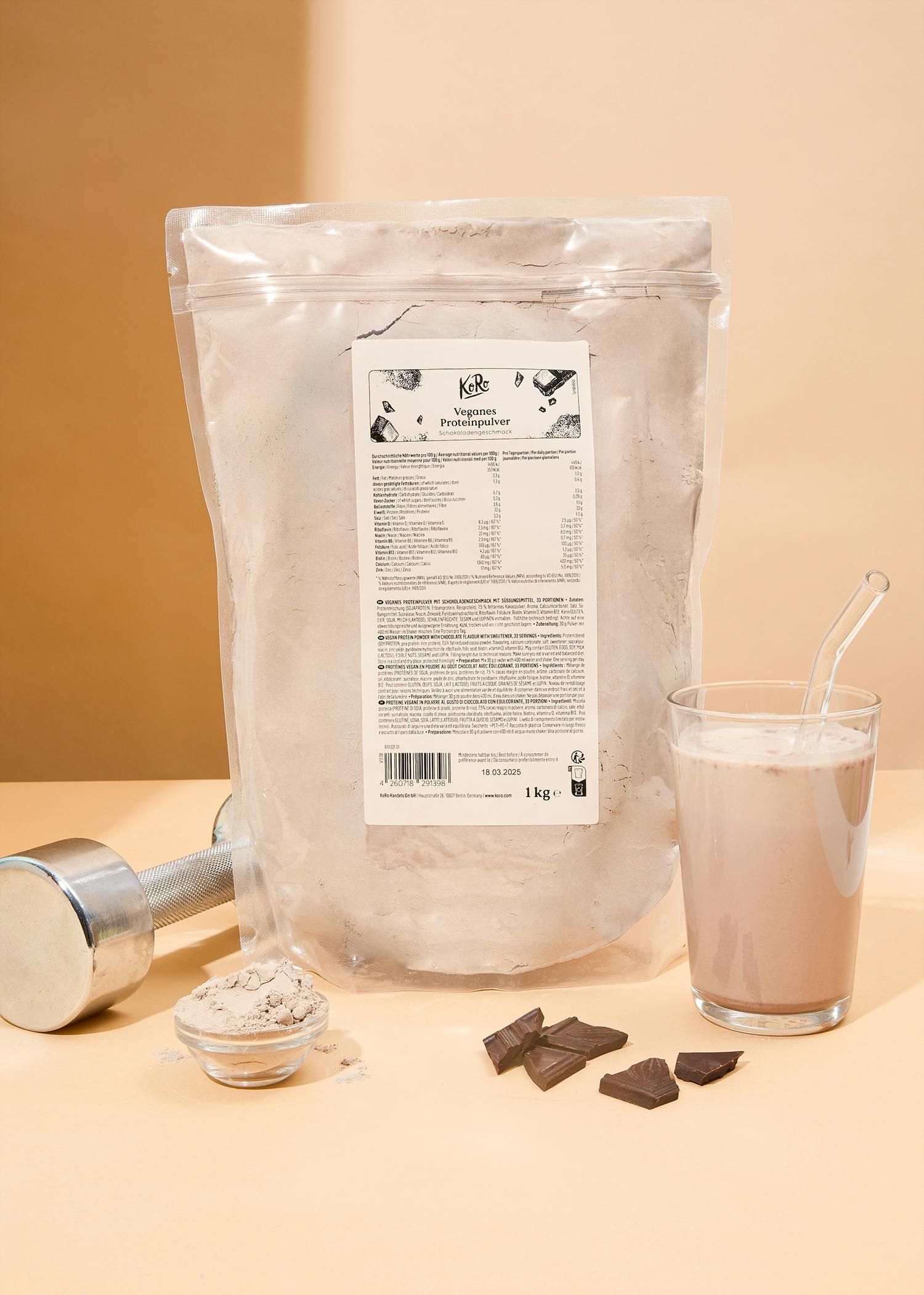 Protéines en poudre vegan au chocolat 1 kg 2/7