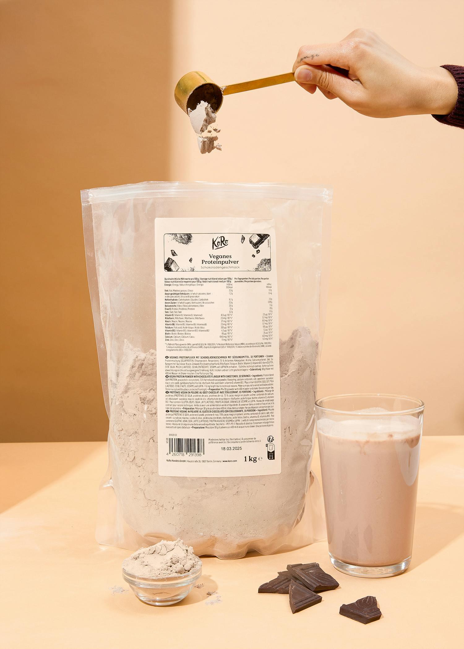 Protéines en poudre vegan au chocolat 1 kg 4/7