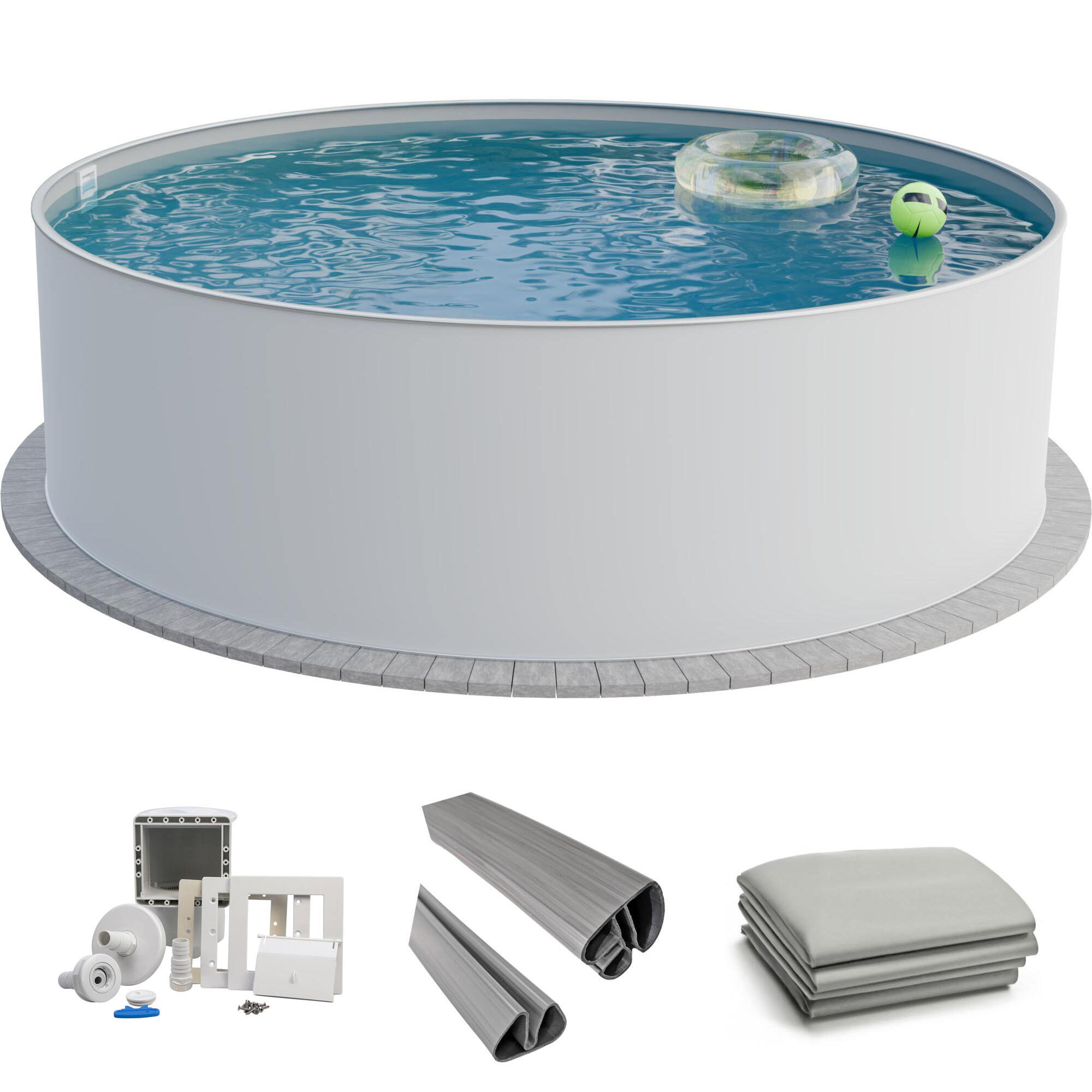 Fresh-Pool Profi Stahlwandpool Set rund, 500x150 cm, Stahl 0,8 mm
weiß, Folie 0, 1/7