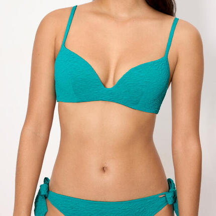 Top bikini con textura turquesa copa B