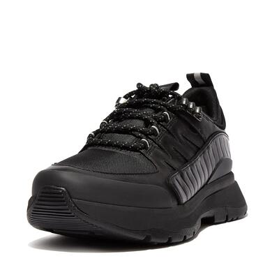 Fitflop neo-d-hyker outdoor sneakers van leder-mix geheel zwart 36