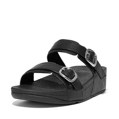 Fitflop lulu verstelbare leren slides geheel zwart 37