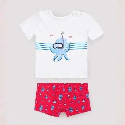Ensemble t-shirt et caleçon pour bébé avec imprimé pieuvre