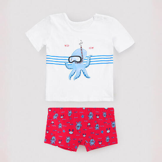 Ensemble t-shirt et caleçon pour bébé avec imprimé pieuvre