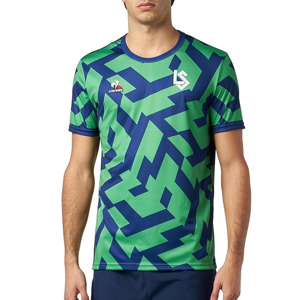 Le Coq Sportif Lausanne Men's Navy/Green Rugby Shirt