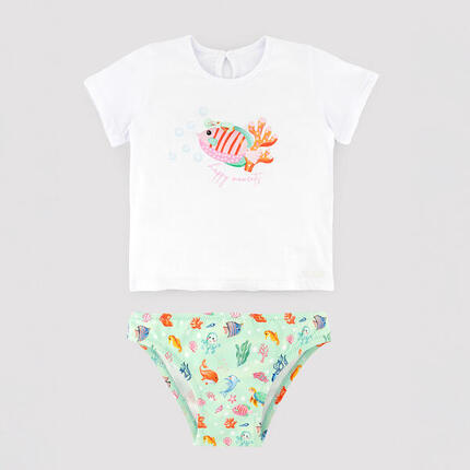Ensemble bébé avec t-shirt et bloomer à imprimé animaux marins