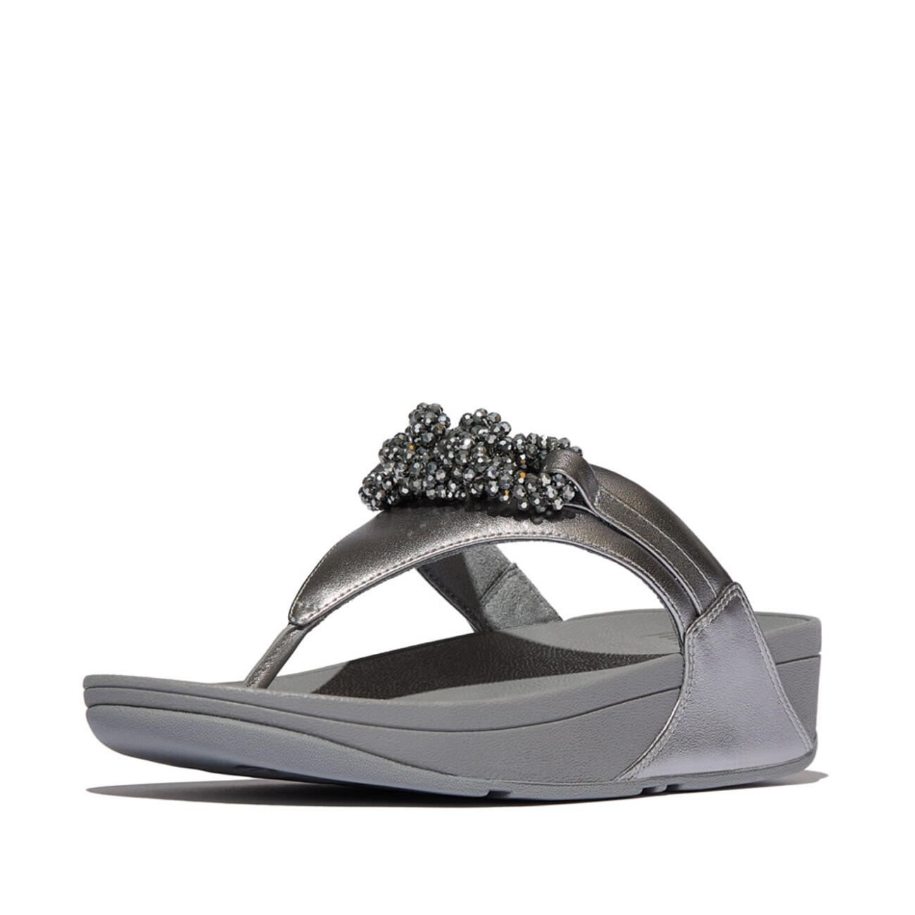 FITFLOP FitFlop Lulu Beaded-Chain Leather Toe-Post Sandals  ZILVERGROEN 41 6/7
