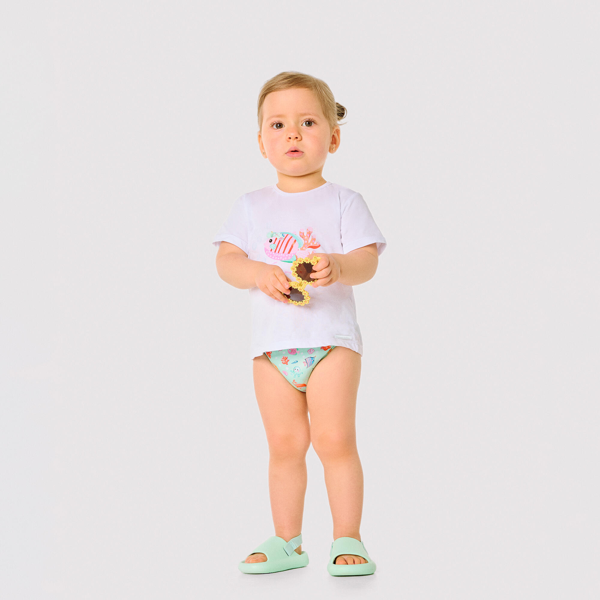 Ensemble bébé avec t-shirt et bloomer à imprimé animaux marins 4/5