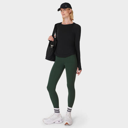 SWEATY BETTY Breathe Easy Long Sleeve Top T-shirt ZWART L