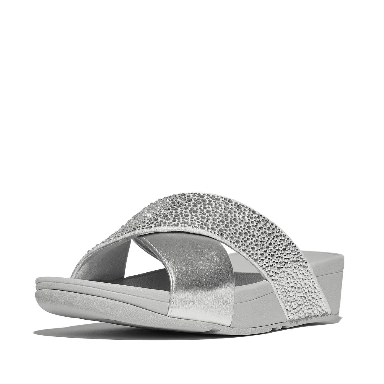FITFLOP FitFlop Lulu Crystal-Mix  Metallic Cross Slides  ZILVER 36 7/7
