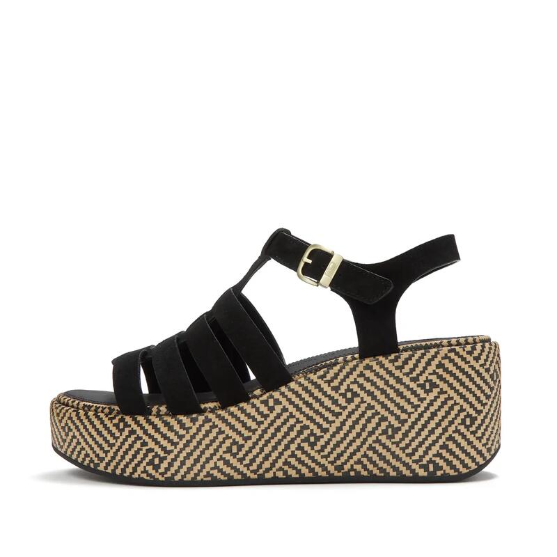 FITFLOP Platforms Graphic-Weave Suede Fisherman Sandals  ZWART 37