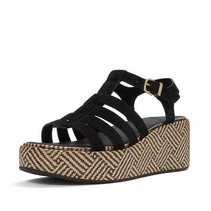 FITFLOP Platforms Graphic-Weave Suede Fisherman Sandals ZWART 36
