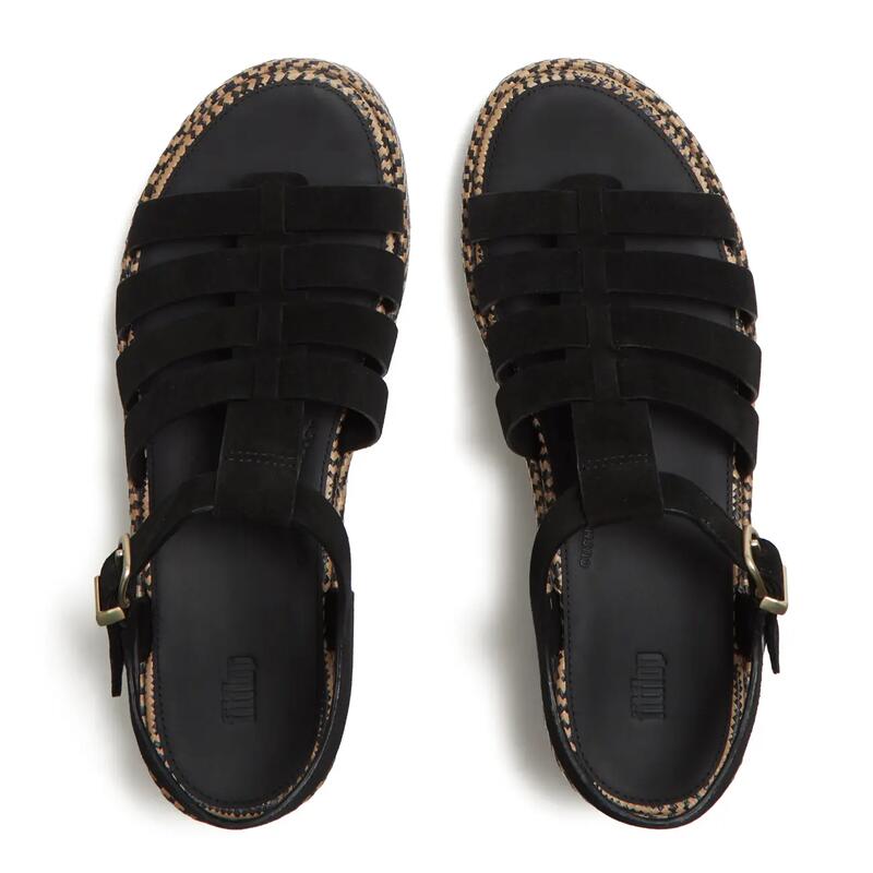 FITFLOP Platforms Graphic-Weave Suede Fisherman Sandals  ZWART 37