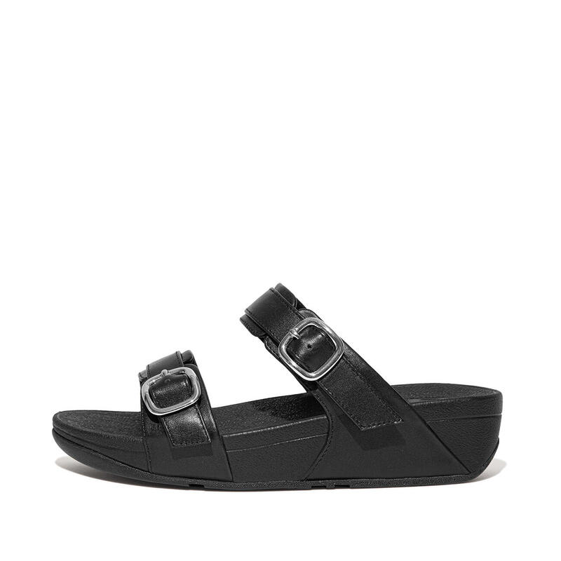 FITFLOP Lulu Verstelbare Leren Slides  GEHEEL ZWART 38